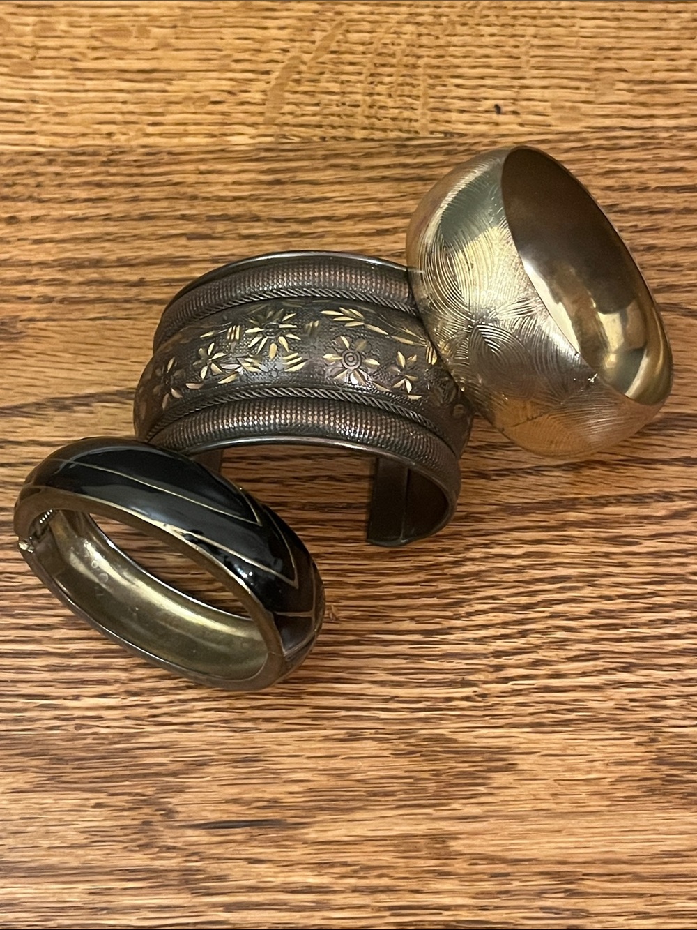 Chunky Metal Toned Bangles Set of 3